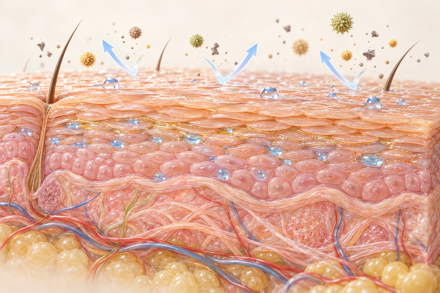 Illustration of a healthy skin barrier